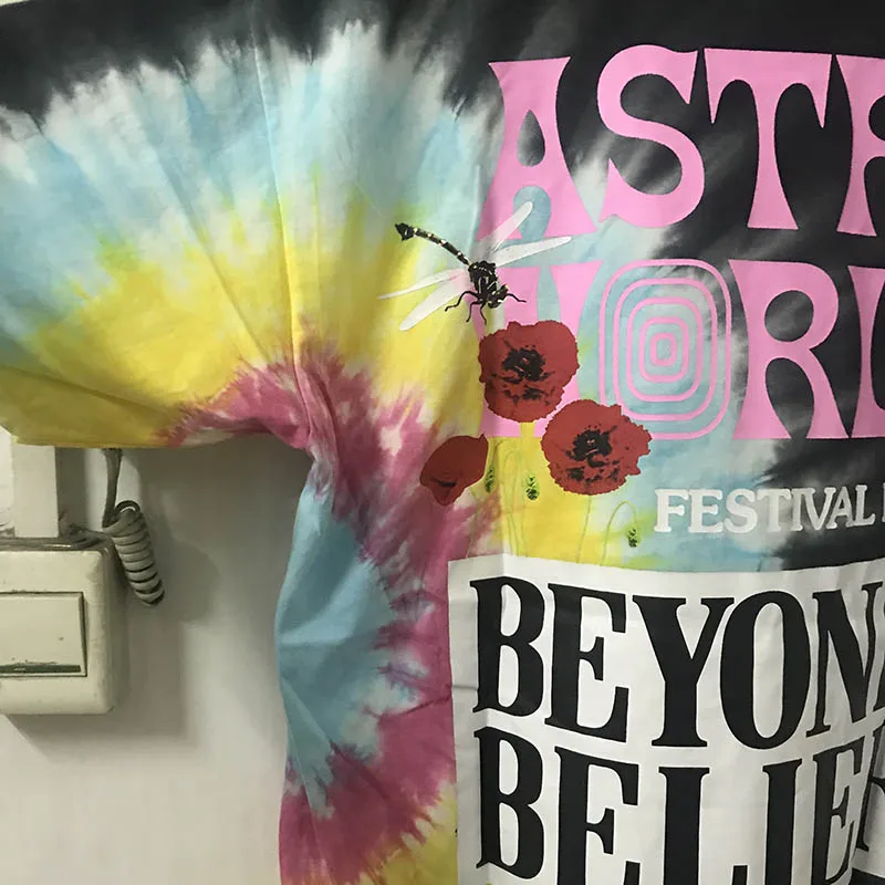 Новинка Трэвиса Скотта Astroworld фестиваль Run Tie Dye футболка для мужчин и женщин высокое качество ASTROWORLD Трэвиса Скотта футболки