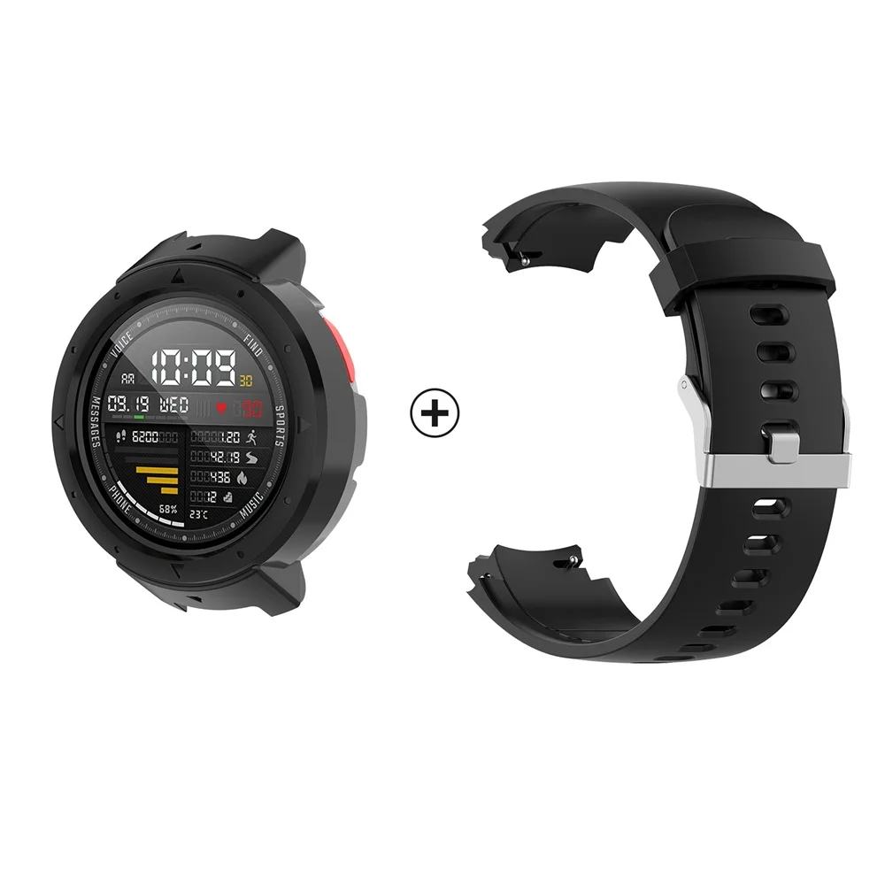 Package Black Чехол FIFATA для часов Amazfit Verge, защитный чехол+ ремешок для Xiaomi Huami Amazfit 3 Verge, аксессуары для умных часов - Цвет: Package Black