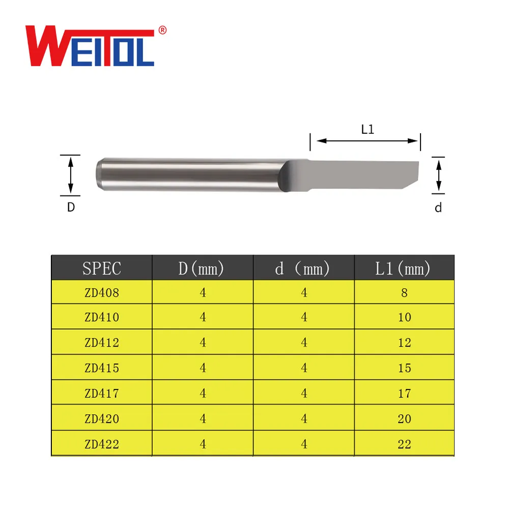 

WeiTol 10pcs N4mm Half Straight Bit Milling Cutter Router Bit for PVC