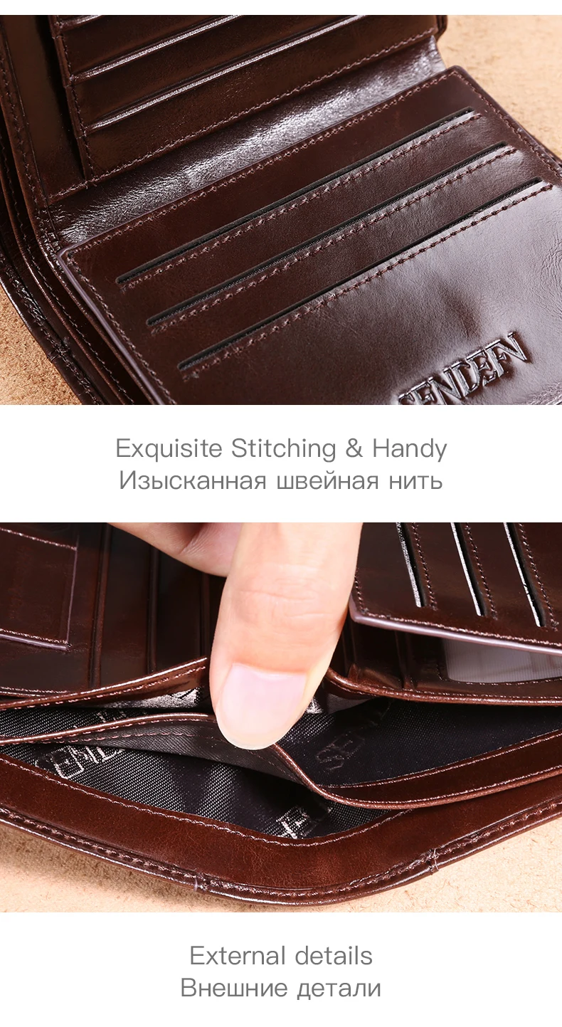 SENDEFN, короткие кошельки, натуральная кожа, брендовый, двойной, кошелек, мужской, маленький, черный, коричневый, Carteiras De Senhora, Ретро стиль, кожа, для мужчин, 5117-6