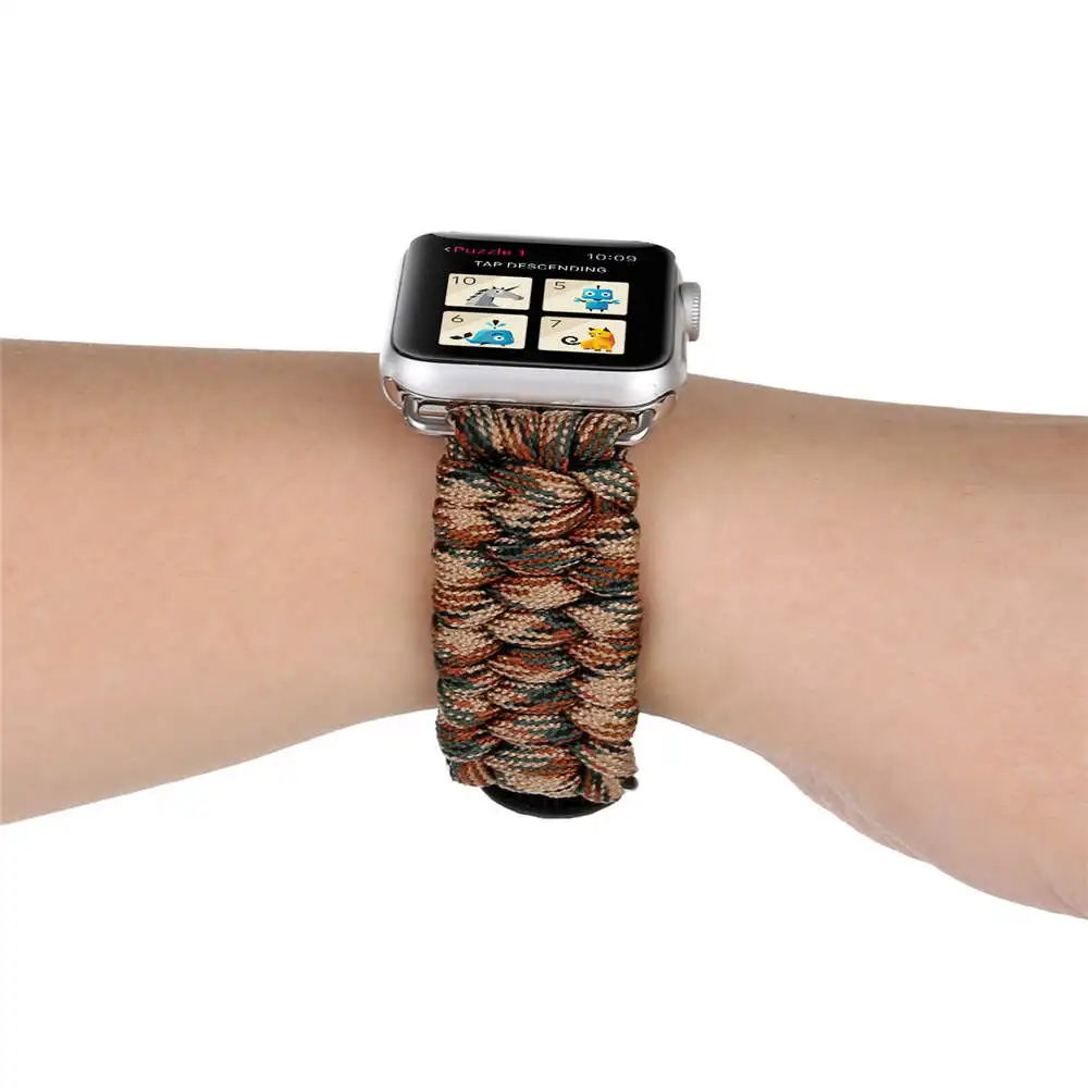 Тканый ремешок для часов Apple Watch 38 мм 42 мм 40 мм 44 мм нейлоновая веревка браслет для выживания ремешок для часов Apple Watch Series 5 4 3 2 1 ремешок