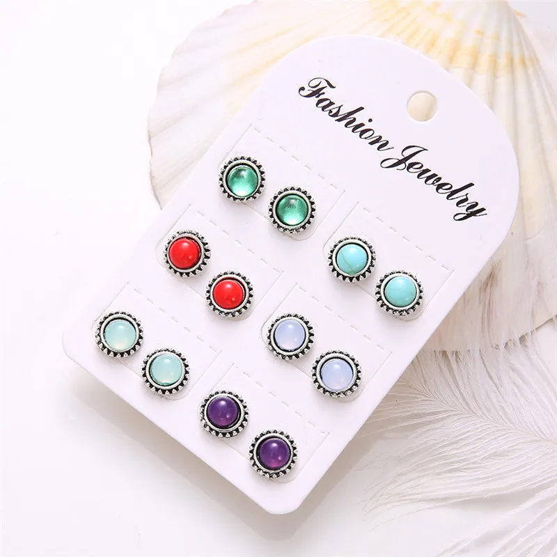 Modyle 6 компл./лот модная богемная Vintage Opal серьги для женщины|Серьги-гвоздики| |