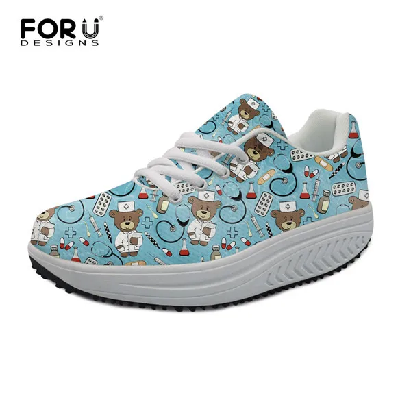 FORUDESIGNS/ г., брендовая дизайнерская женская обувь для кормления повседневная обувь для похудения Милая женская обувь на платформе, увеличивающая рост, с принтом медсестры - Цвет: H4679AS