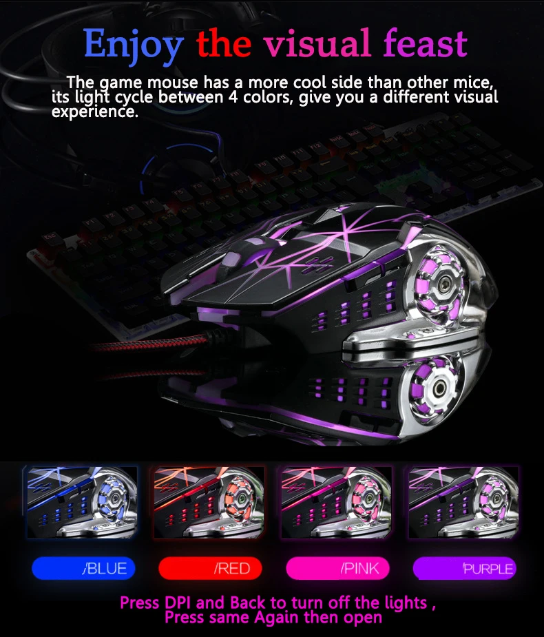 Игровая мышь игровая оптическая Эргономическая Маус игровая мышь usb мыши Бесшумная светодиодная охлаждающаяся светильник 3200 точек/дюйм Бесшумная мышь для компьютера ПК ноутбук