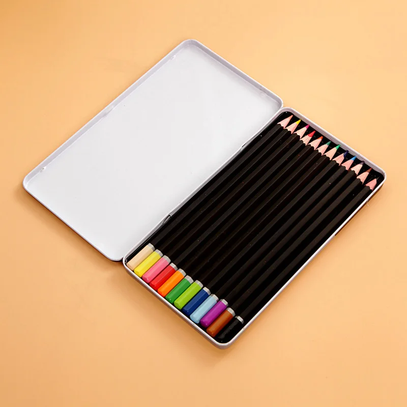 

12pcs Iron Box Packed Color Pencils 12 colored Pencil Set for Kids Painting