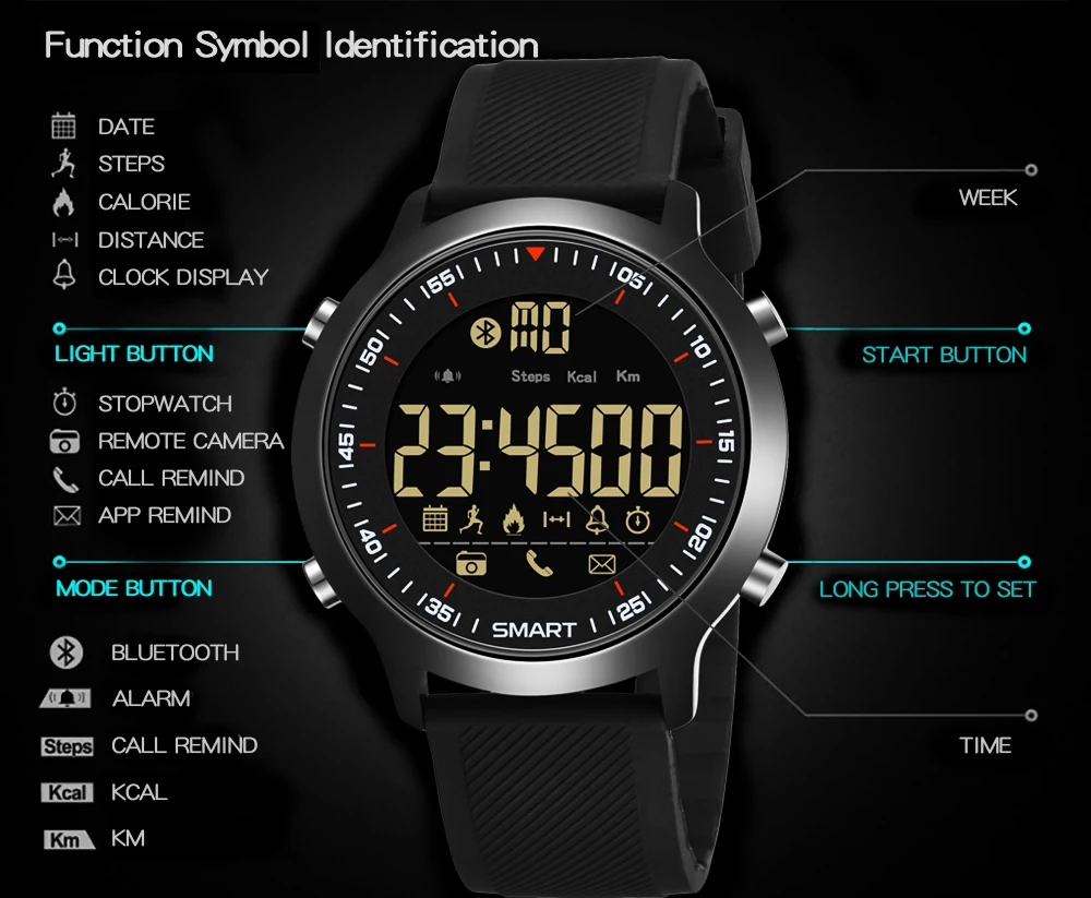 SYNOKE Smart Watch Sport Водонепроницаемый шагомеры сообщение напоминание Bluetooth открытый плавательный мужчины smartwatch для ios телефона Android смарт часы электронные часы спортивные часы фитнес часы