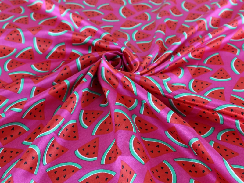 Мягкий шелковистый атласный шармёз материал шарфы подкладки Diy арбуз ткань|watermelon