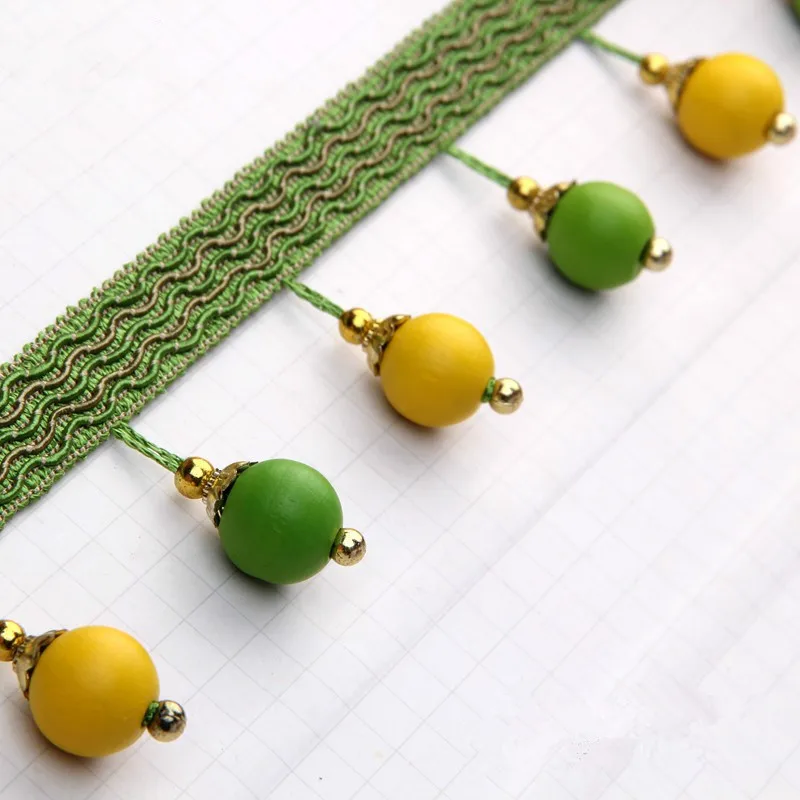 12 м цветные деревянные бусины занавески кружевная отделка лента аксессуары для