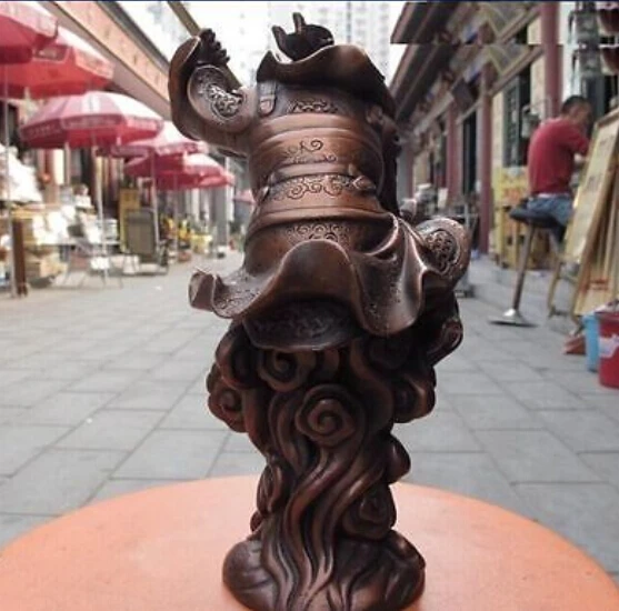 20 см Китайская народная бронзовая подставка Xiyouji Monkey King Sun Wu kong Wukong Статуя