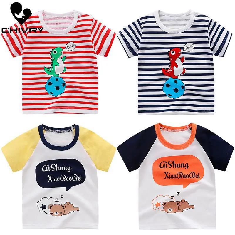 Летняя детская футболка для маленьких мальчиков милые футболки с коротким