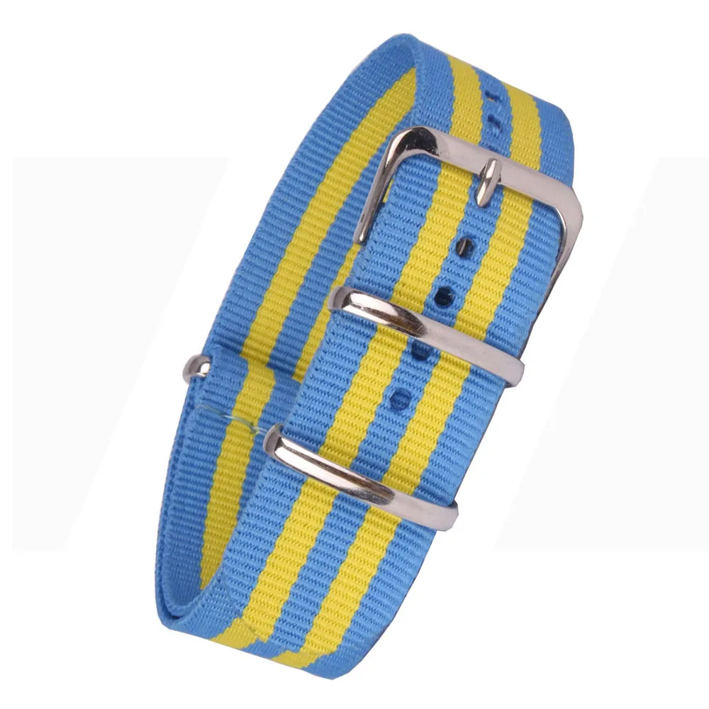 22mm bracelet MultiColor Cambo Blue Yellow Army Military nato fabric Woven Nylon watchbands Watch Strap Band Buckle belt 22 mm