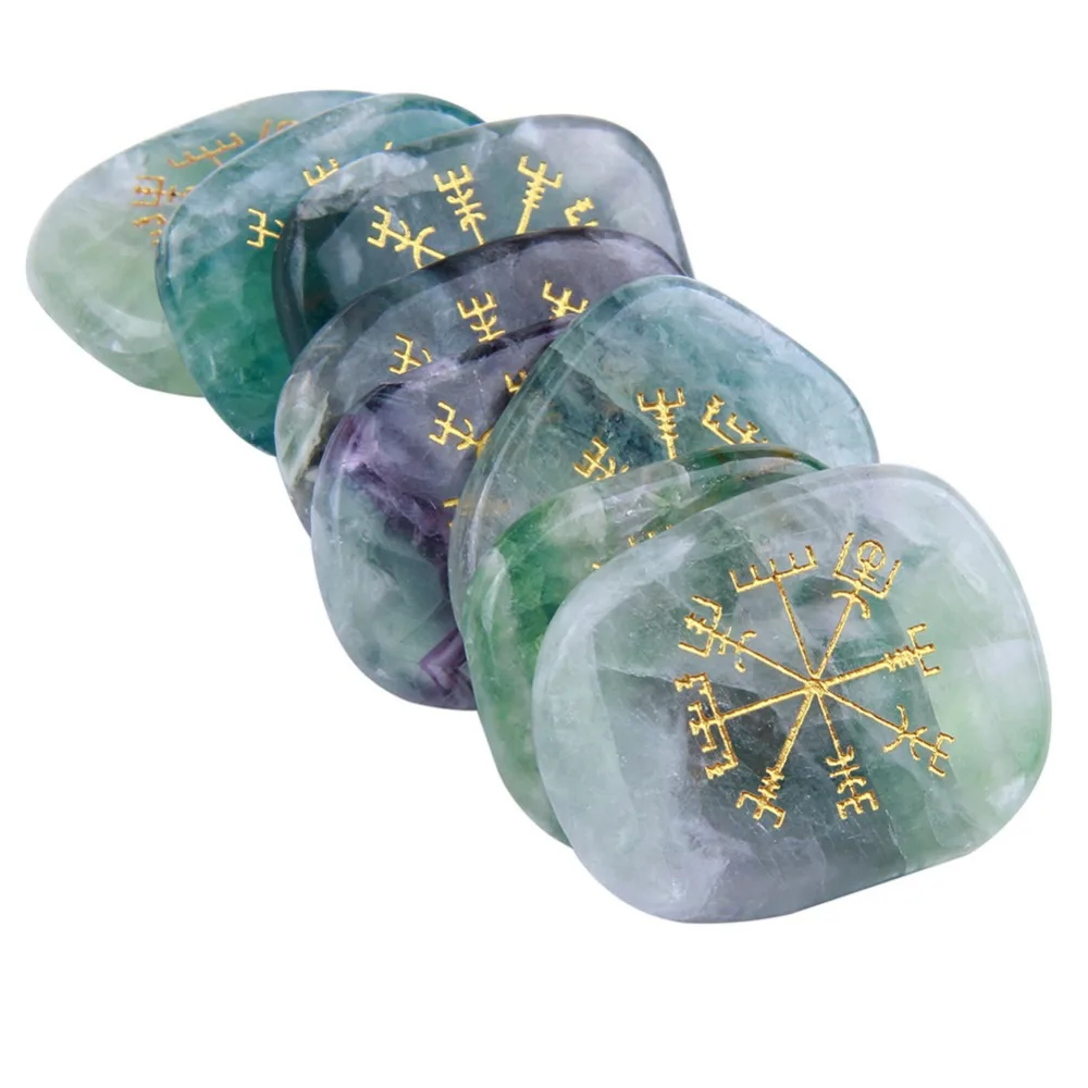 Yaye натуральный цветной флюорит пальмовый камень набор Выгравированные древние