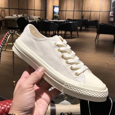 GCYFWJ Summer New breathable Canvas shoes Flat Ladies Shoes comfortable rubber Casual shoes Woman Round toe women sneakers XF363 - Цвет: white