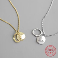 925 sterling silver choker korean style big geometric pendant woman box chain necklace gold jewelry
