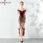 Женское вечернее платье YIDINGZS, с блестками, короткое, длинное, спереди, сзади