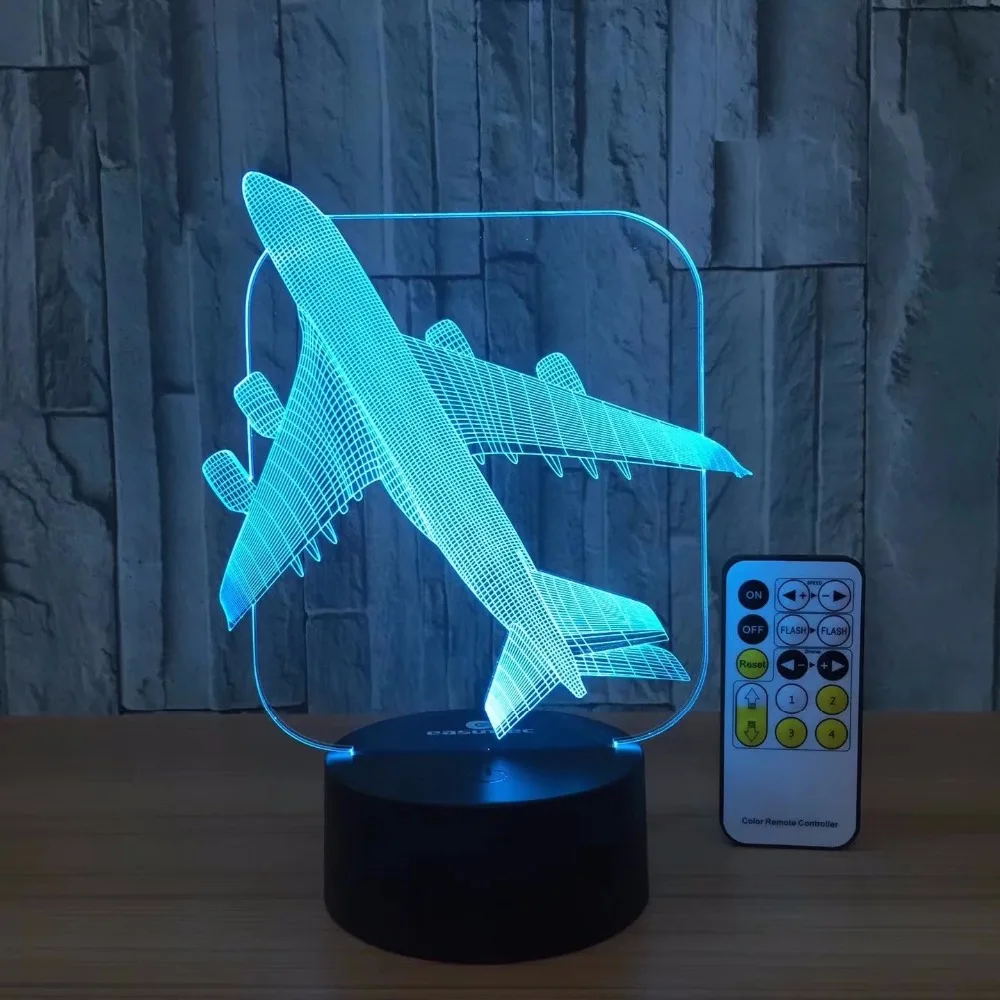 

Airplane 3D LED Light Remote or Touch Control Illusion Table Lamps 7 Colors USB Change Desk Lamp Lamp Night light Kids's Gift