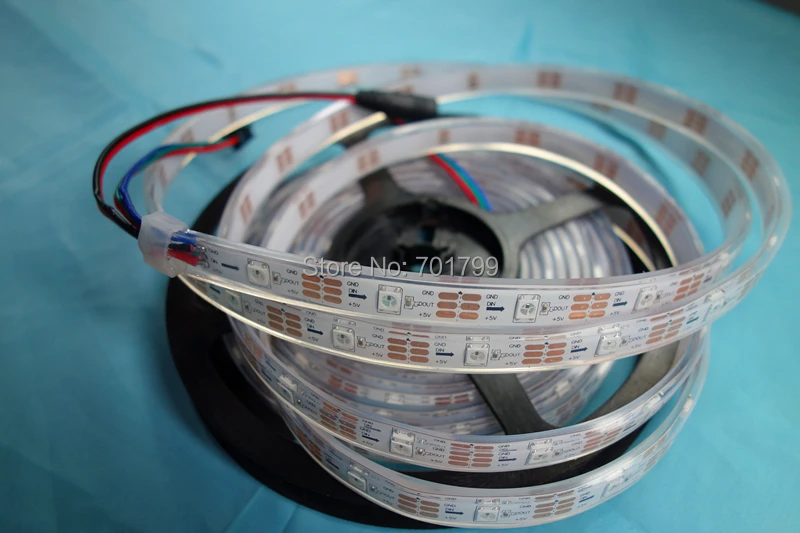 5 м IP68 DC5V WS2812B 150 светодиодный s(30 светодиодный s/M) светодиодный адресный полноцветный rgb полоса; белая печатная плата; заполнение эпоксидной смолой в трубке