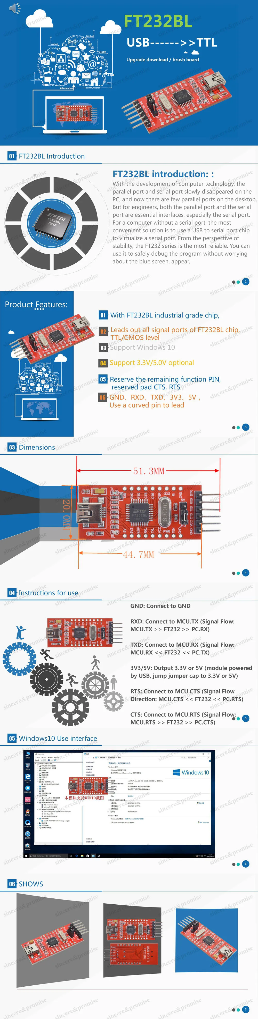 FT232BL FT232 USB 2,0 к ttl 5 в 3,3 В скачать кабель к последовательному адаптеру модуль отладчика для Arduino USB к 232 поддержка win10