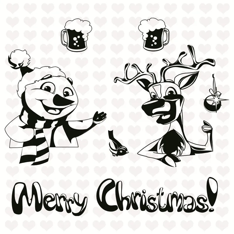 GJCrafts 14*14cm Clear Stamp and Metal Dies Scrapbooking Xmas Deer Snowman Cutting Die Cuts for Christmas Card Making | Дом и сад