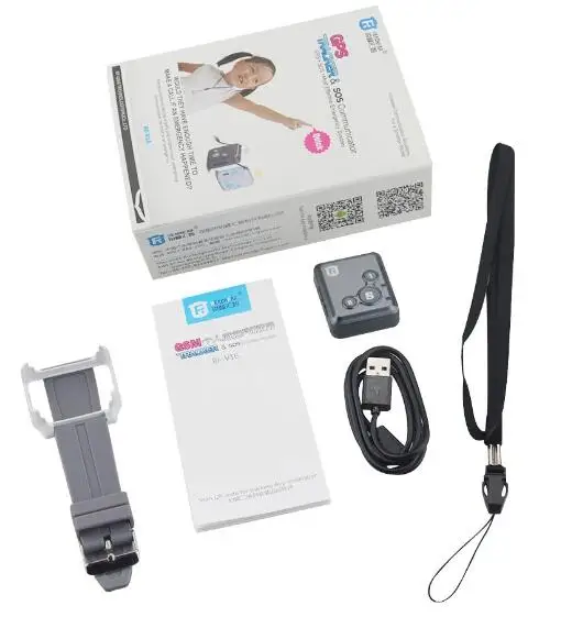 black with box RF-V16 Мини GSM GPRS gps трекер SOS коммуникатор для детей пожилого возраста личная жизнь веб-приложение отслеживание двусторонняя связь - Цвет: black with box