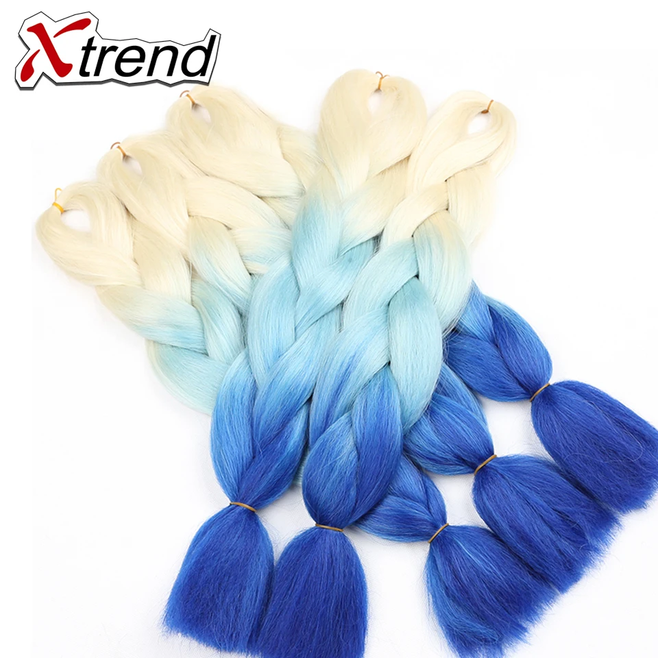 Xtrend 24 дюйма Омбре плетение волос для наращивания большие синтетические косы крючком волосы оптом для женщин один тон два тона три тона