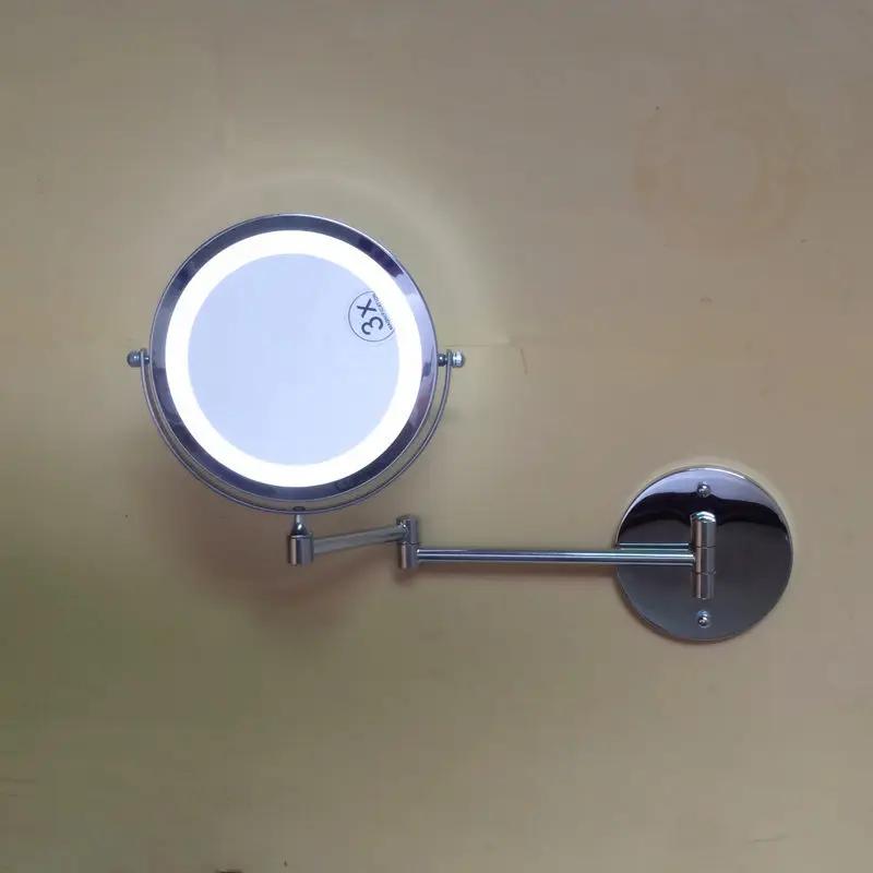 7 inch Bathroom wall hanging beauty LED cosmetic mirror folding double side bathroom 3X magnifying Cosmetology |