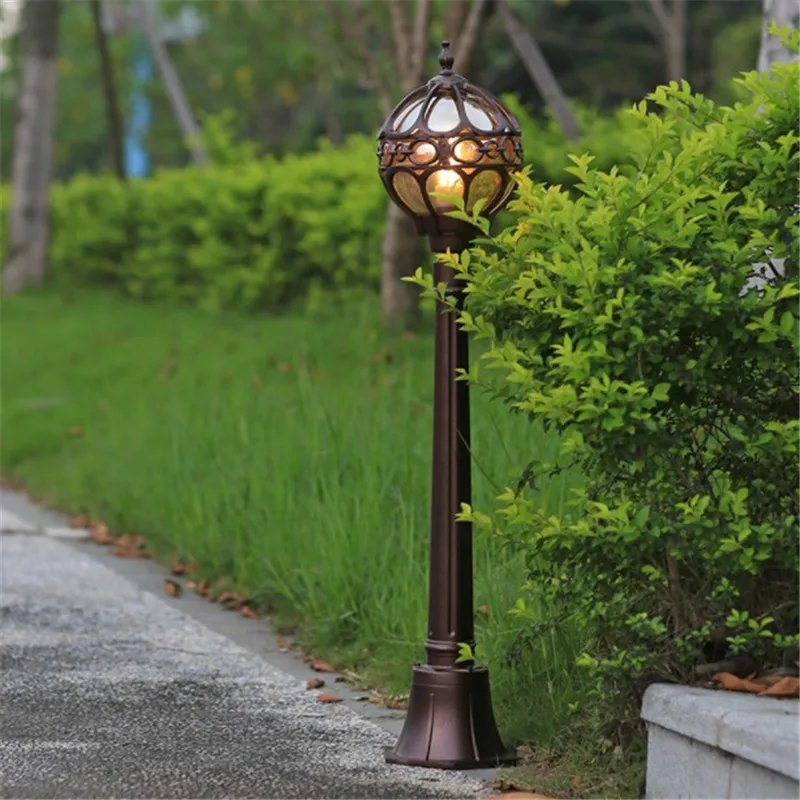 Винтажный уличный садовый светильник s ретро с круглой опорой для улицы двора