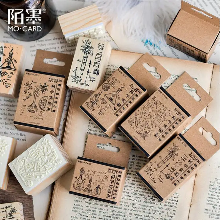 1 шт. винтажные серии Science Lab деревянные и резиновые штампы для скрапбукинга