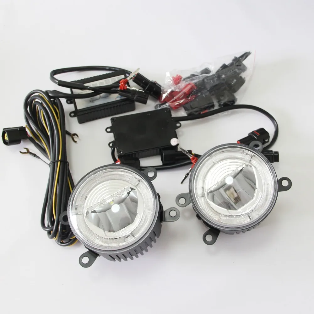 9 см светодиодные противотуманные светильник головной светильник 10W Cree Led чипы с Halo Кольцо DRL лампы для peugeot 207 307 407 607 5008 12-14 12V Led Drl Дневной светильник