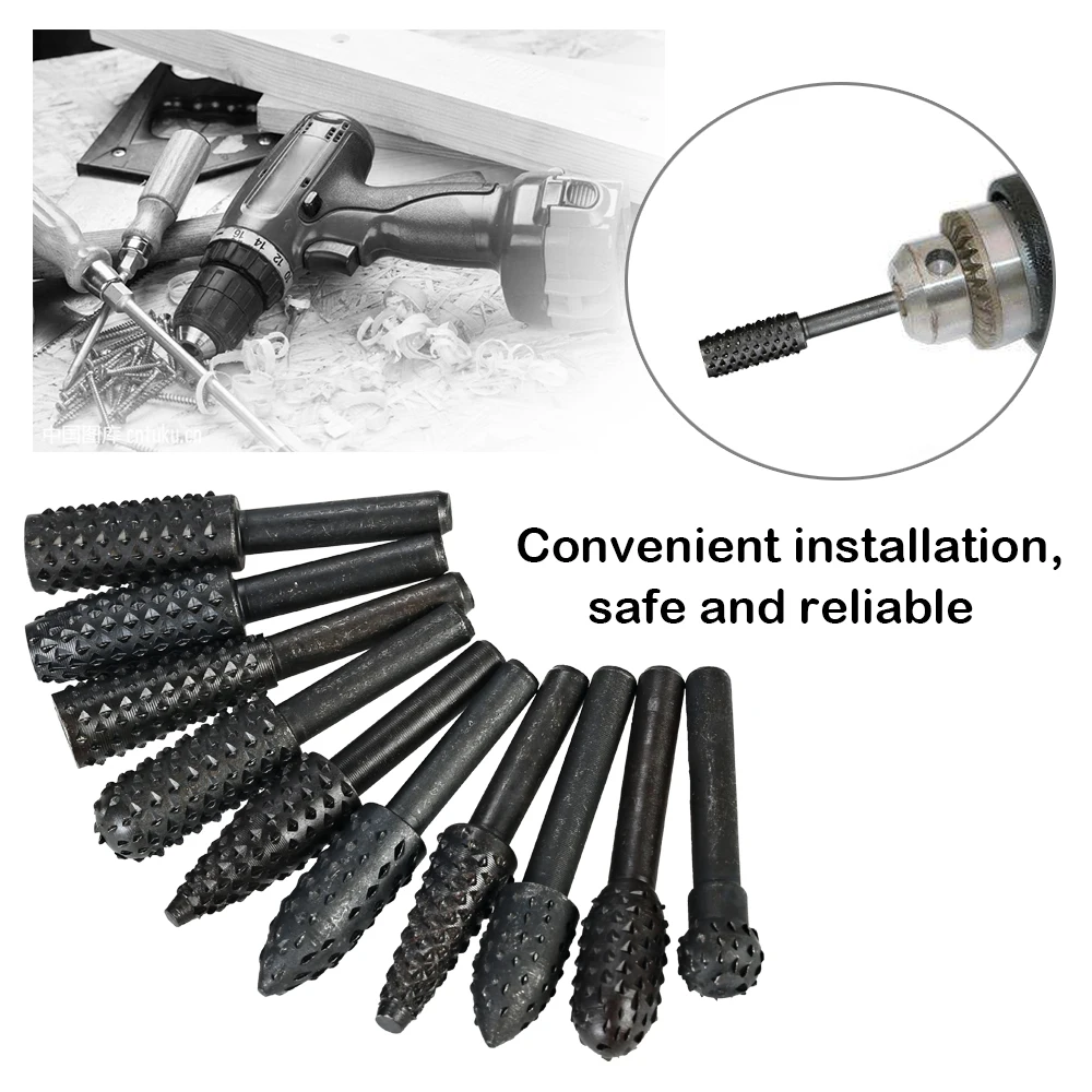 10 шт. набор вращающихся файлов Rasp деревообрабатывающий гравировальный