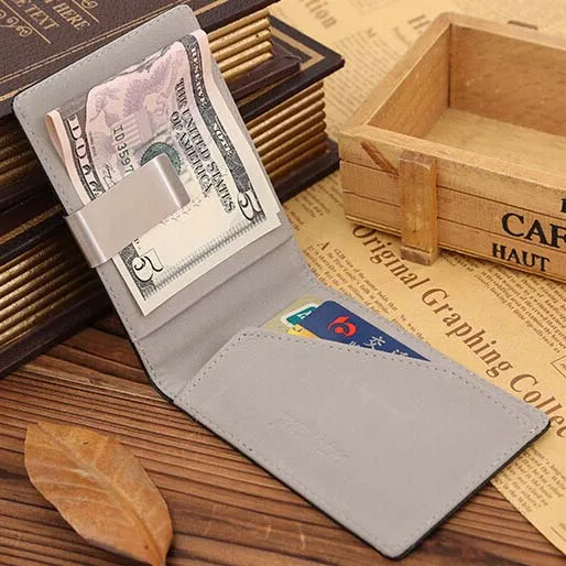 TFTP мужской тонкий кожаный бумажник с клипсой для денег серый|Женские кошельки| |