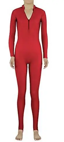 Детский темно красный костюм зентай на молнии спереди для взрослых облегающий