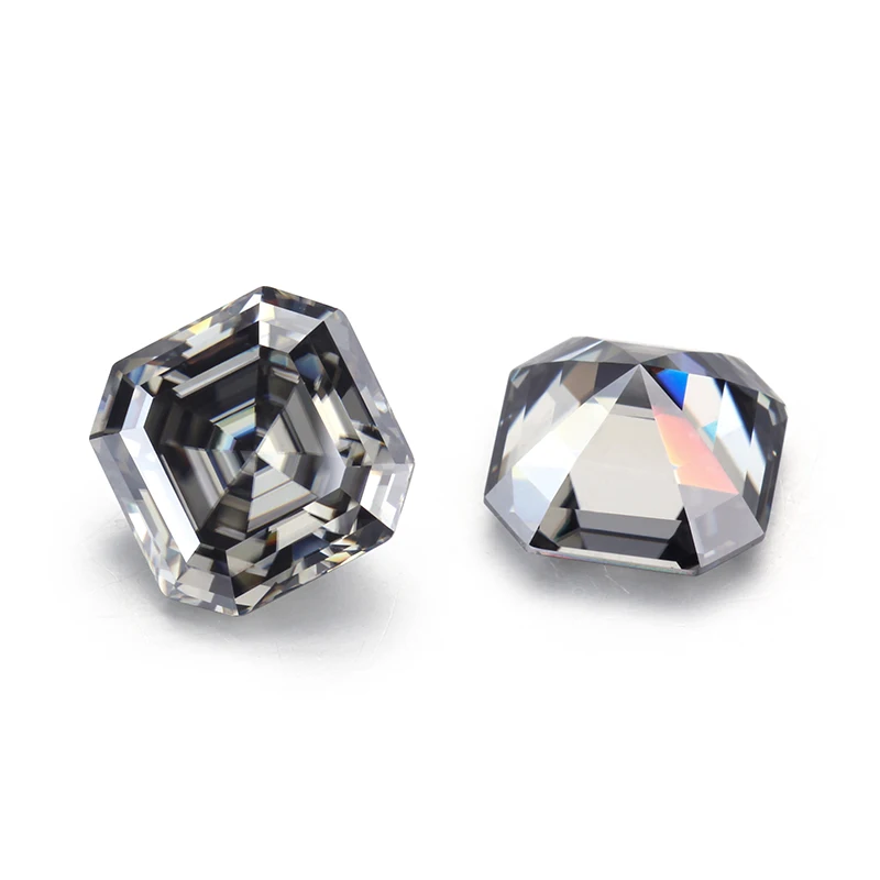 Серый Цвет кольцо с алмазом Moissanites 6*6 мм Огранка Ашер имитацией свободной кладки