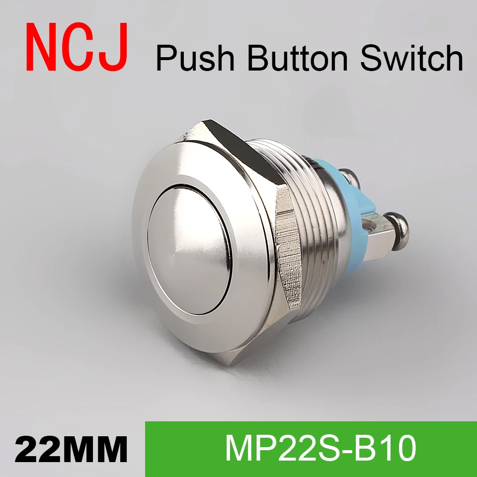 

NCJ 22mm Metal Push Button Switch IP67 self-reset Momentary Reset 5A