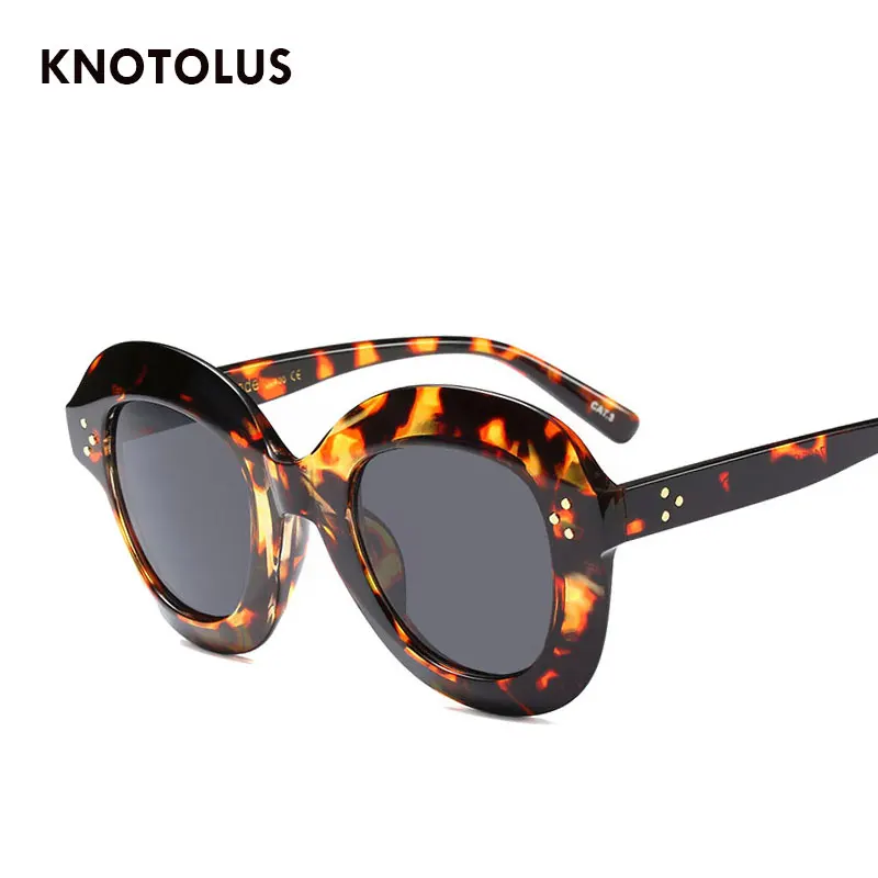 Knotolus ретро заклепки Cateye Солнцезащитные очки Для женщин Брендовая Дизайнерская