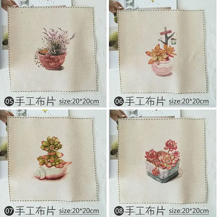 Ткань для цифровой печати Ручная Покраска в виде листьев 20*20 см из хлопка и льна