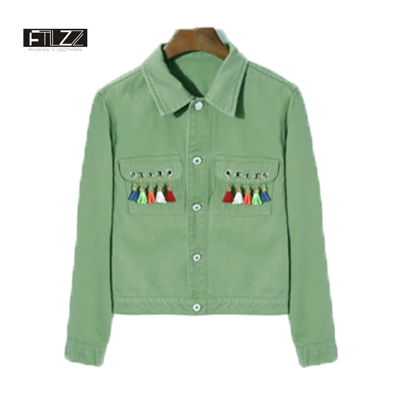 2018 Новая женская джинсовая куртка весна осень тонкая черная верхняя одежда