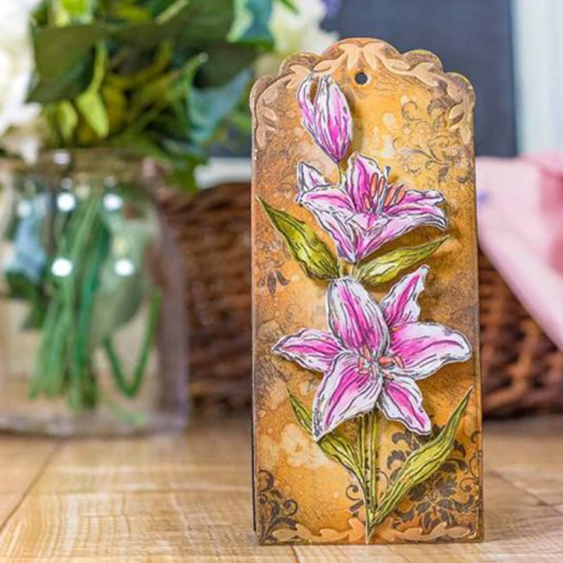 Цветущая Лилия металлический трафарет для рукоделия скрапбукинг фотоальбом