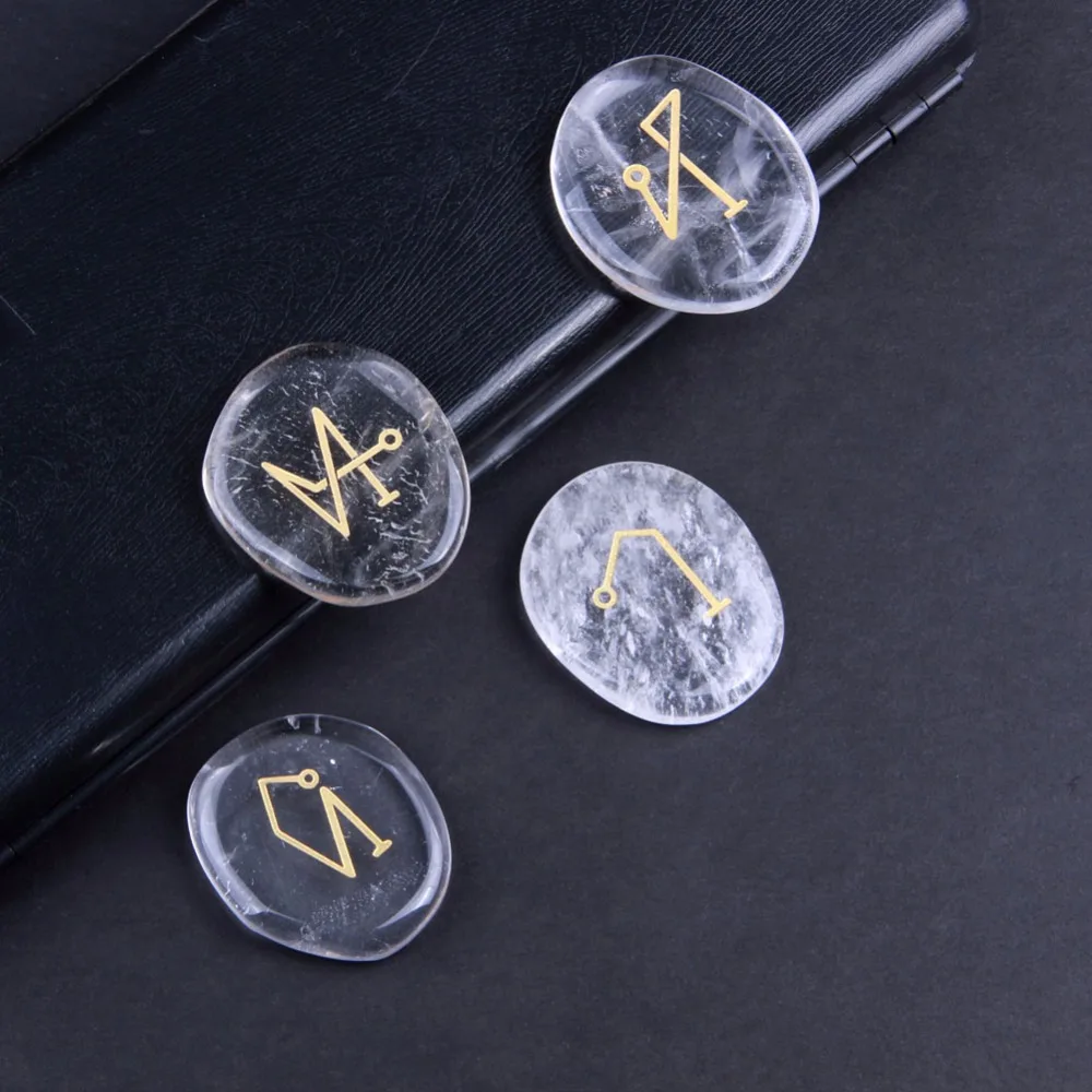 4 шт. натуральный камень кварцевый кристалл терапия чистый Золотая гравировка