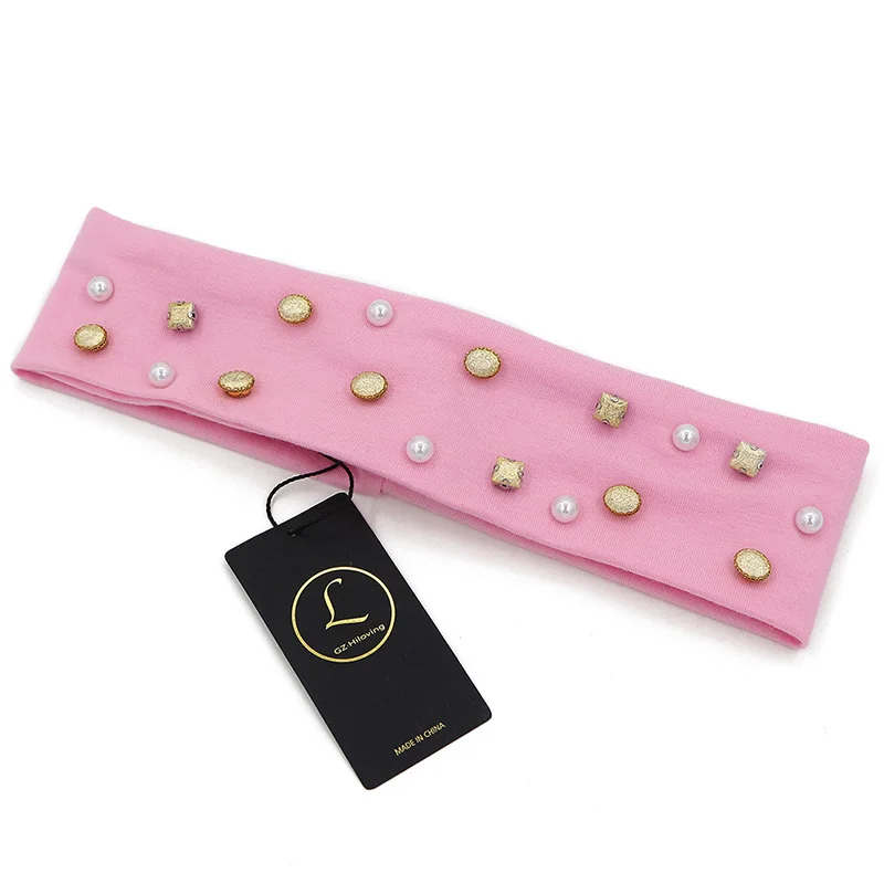 Женская повязка на голову GZHilovingL из мягкого полиэстера с бриллиантами однотонная