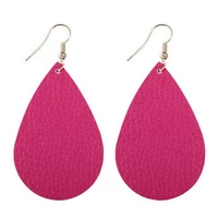 zwpon fashion big teardrop soft pu leather earrings for women boho monogram blanks leather statement earrings wholesale