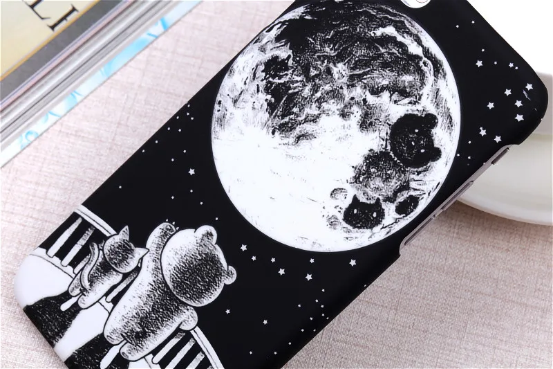 Fashion Cute Cartoon Bear Moon Stars Hard Matte Plastic Coque Case for iphone 8 X Phone Slim Cover IPhone plus | Мобильные телефоны