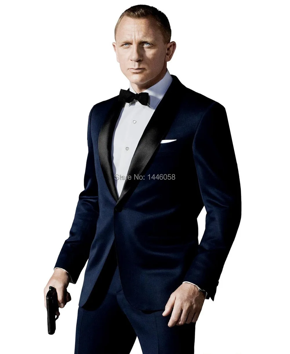 Custom Made Dark Blue Suit Inspired By Suit Worn In James Bond Wedding Suit For Men Groomsman Tuxedos Groom Wedding Suits
