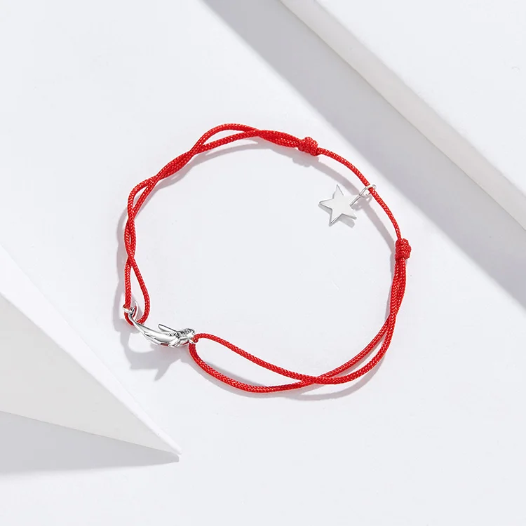 BISAER 925 пробы Серебряный Китайский Lucky carp подвески-рыбки красная веревочная цепь браслет женские серебряные ювелирные изделия подарки на день рождения GXB145