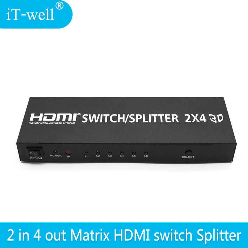 Матричный HDMI переключатель сплиттер Поддержка 2 компьютеров Поделиться 4 HDMI устройства поддержка s HDMI 3D 1080 p 4 K x 2 K