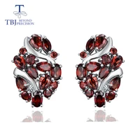 tbjnatural mozambique garnet clasp earring 925 sterling silver fine jewelry for women wife luxury design anniversary party gift