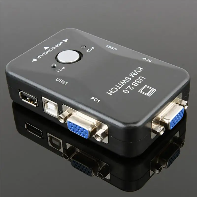 Коммутатор Мышь USB2.0 2-Порты и разъёмы адаптер распределительной коробки для клавишных инструментов монитор видео KVM 1920*1440 Прямая