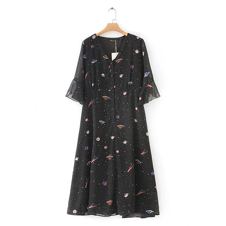 S76 размера плюс Повседневные платья 2019 женская одежда шифоновое платье с