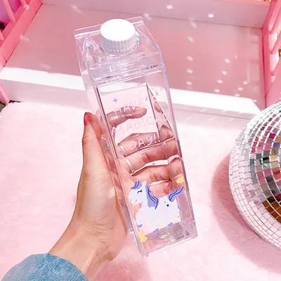 Мультяшные бутылки для воды, коробка для молока, пластиковые чашки, Студенческая Милая Розовая пантера, бутылка для напитков для сока, посуда для кофе и чая - Цвет: 07