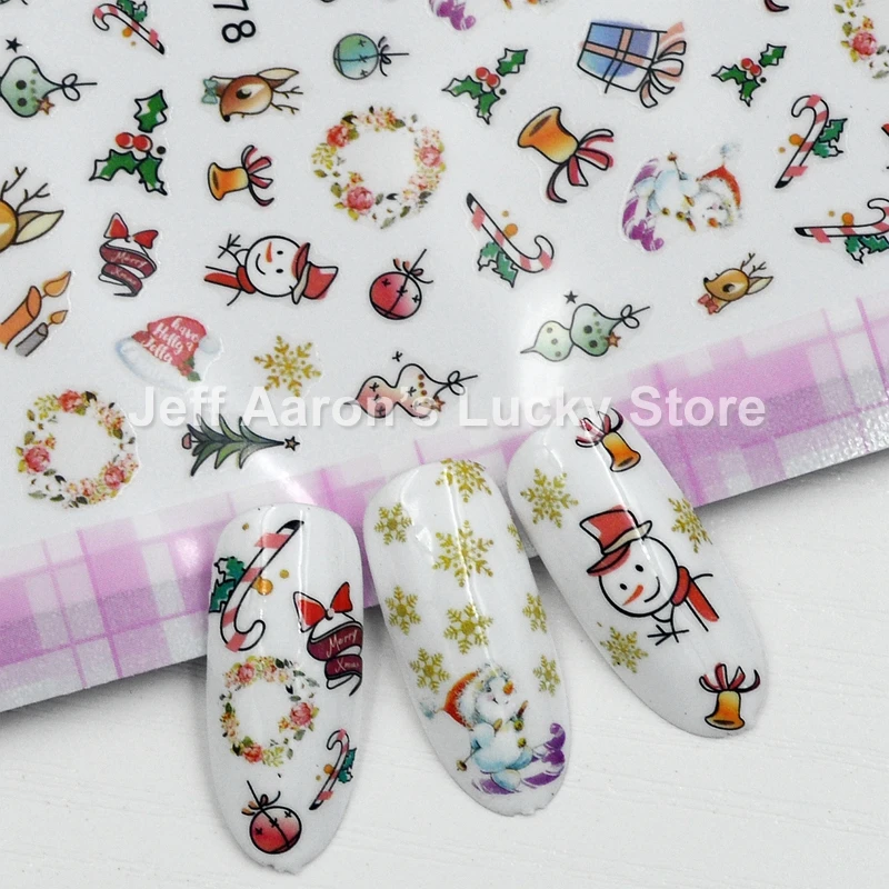 Самоклеящиеся Рождественские 3d наклейки для дизайна ногтей декоративные